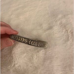 "Vintage Lace" Silver-Tone Crystal Filigree Stretch Bracelet.